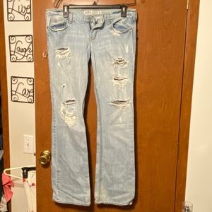 Like new Hollister ripped boot cut jeans